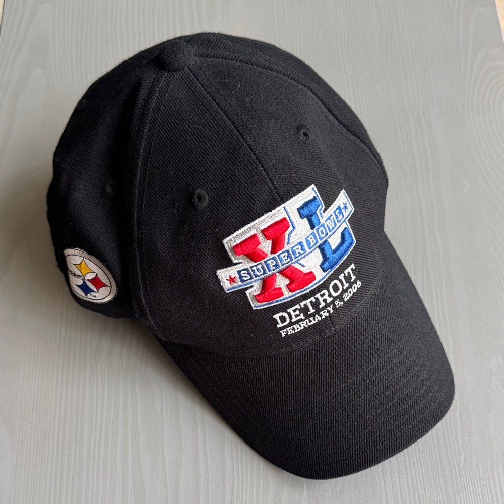Super Bowl XL Steelers Black Baseball Cap